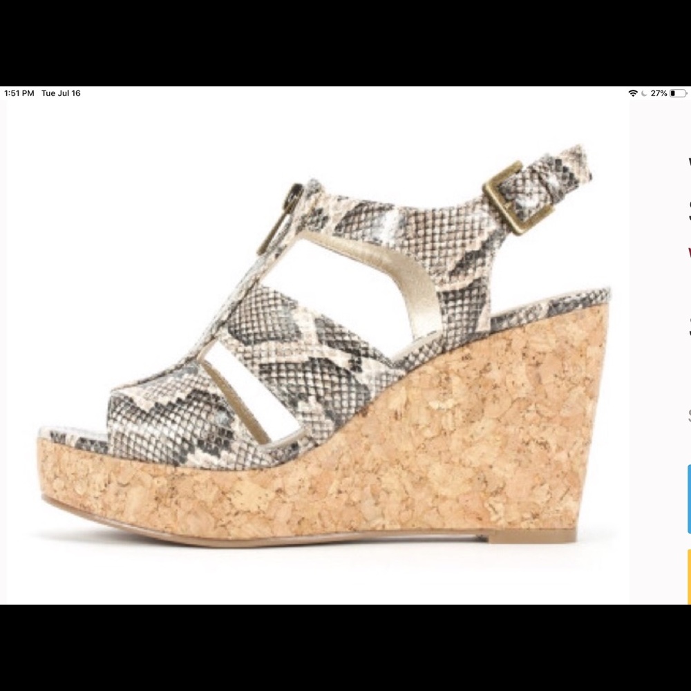 White mountain animal print cork wedge